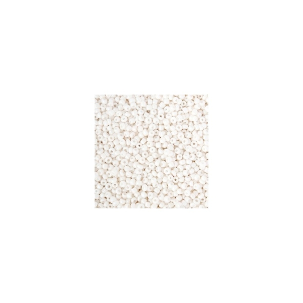 20 Grammes Perles de rocailles en verre 12/0 (2mm) blanc cassé-beige - Photo n°1