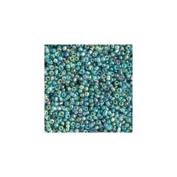 20 G Perle rocailles en verre 2mm vert multicolore transparent - Photo n°1