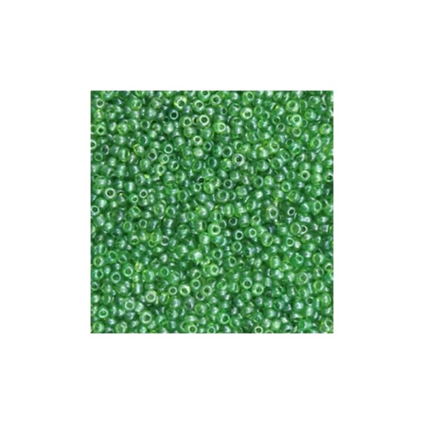 20 Grammes Perles de rocailles en verre 2mm vert olive transparent - Photo n°1