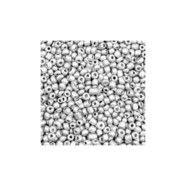 20 Grammes Perles de rocailles en verre 12/0 (2mm) Aluminium argenté - Photo n°1