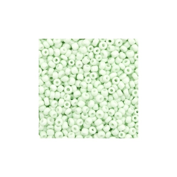 20 Grammes Perles de rocailles en verre 12/0 (2mm) vert cendre turquoise - Photo n°1
