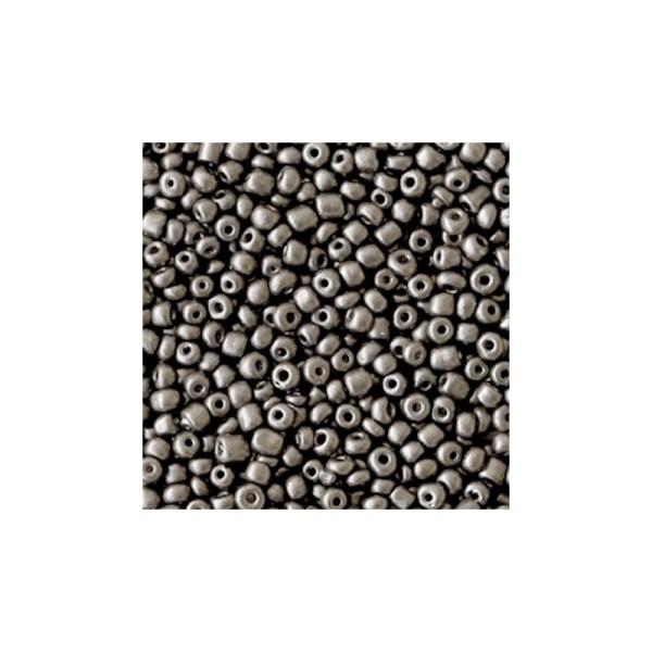 20 Grammes Perles de rocailles en verre 12/0 (2mm) Fer forgé gris métallisé - Photo n°1