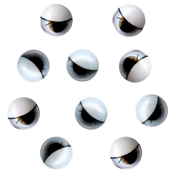 Yeux ronds avec pupilles mobiles et cils en plastique 1 cm x 10 - Photo n°1