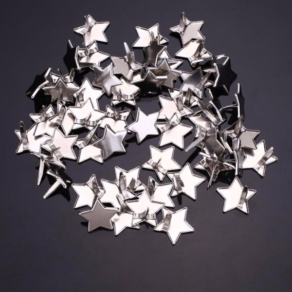 50 Brads étoiles argentées 14 mm attaches parisiennes scrapbooking - Photo n°1
