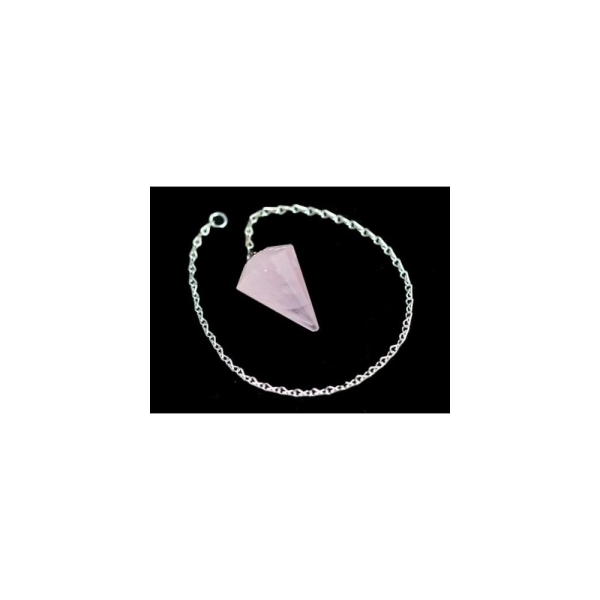 Pendule simple à facettes de radiesthésiste en Quartz Rose neuf - Photo n°1
