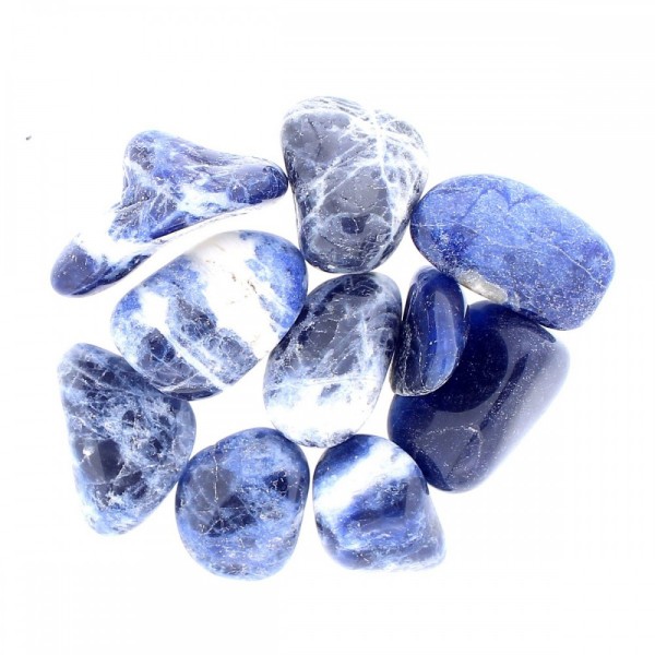 2 X Pierres roulées en Sodalite bleu et blanc marbré - Photo n°1