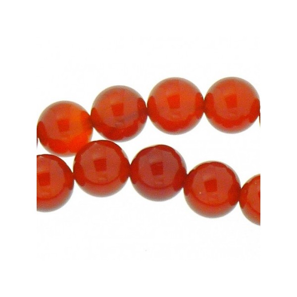 Fil de 60 perles rondes 6mm 6 mm en cornaline agate rouge - Photo n°2