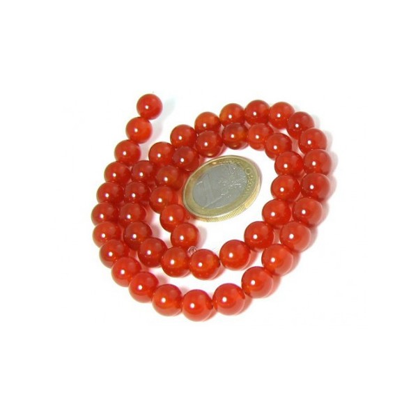 Fil de 60 perles rondes 6mm 6 mm en cornaline agate rouge - Photo n°3