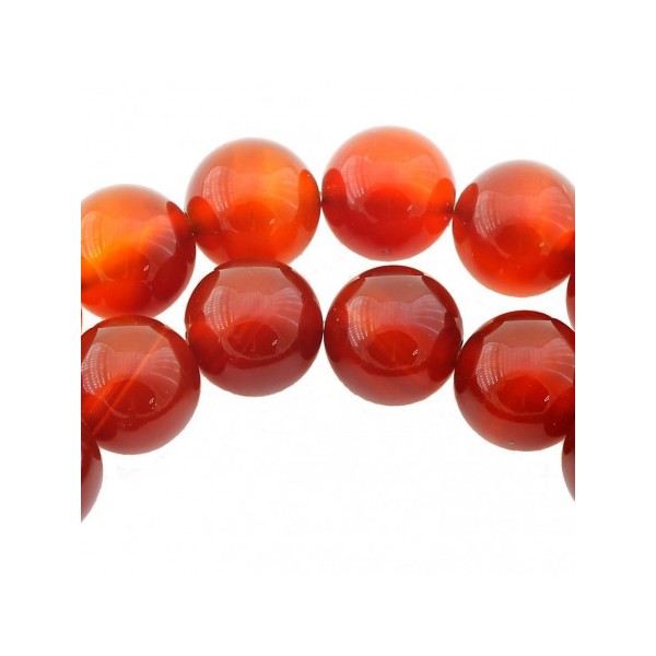 Fil de 60 perles rondes 6mm 6 mm en cornaline agate rouge - Photo n°1
