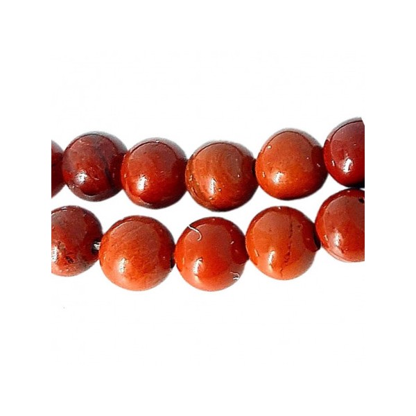 Fil de 35 perles rondes 10mm 10 mm en Jaspe rouge brechite - Photo n°1
