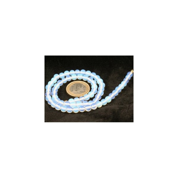 Fil de 36 perles rondes 8mm 8 mm en opaline opalite pierre de lune synthétique - Photo n°4