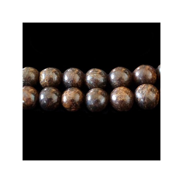 Fil de 42 perles rondes 8mm 8 mm en bronzite naturelle - Photo n°2