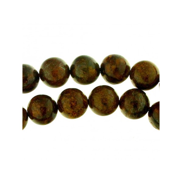 Fil de 42 perles rondes 8mm 8 mm en bronzite naturelle - Photo n°4