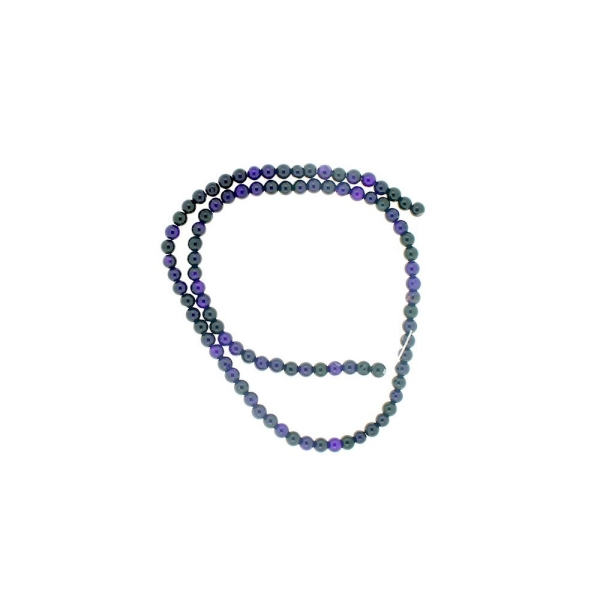 Fil de 92 perles rondes 4mm 4 mm en agate agathe violette transparente teintée - Photo n°3