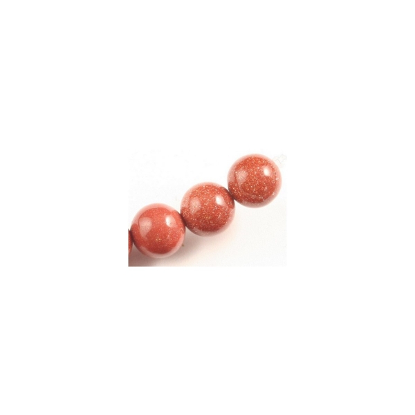 Fil de 64 perles rondes 6mm 6 mm en goldstone Pierre soleil rouge pailleté synth - Photo n°1