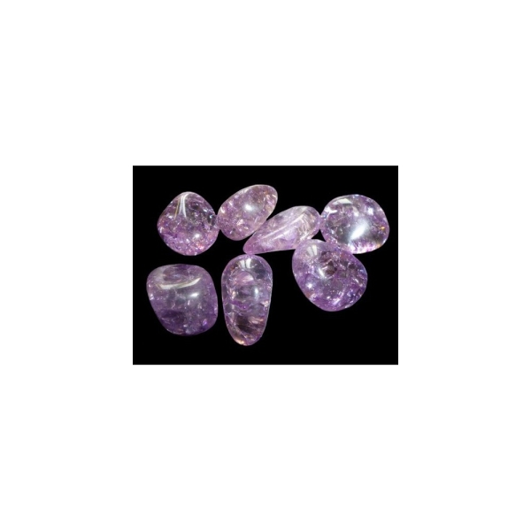 2 X Pierres roulées en cristal de roche craquelé violet teinté - Photo n°1