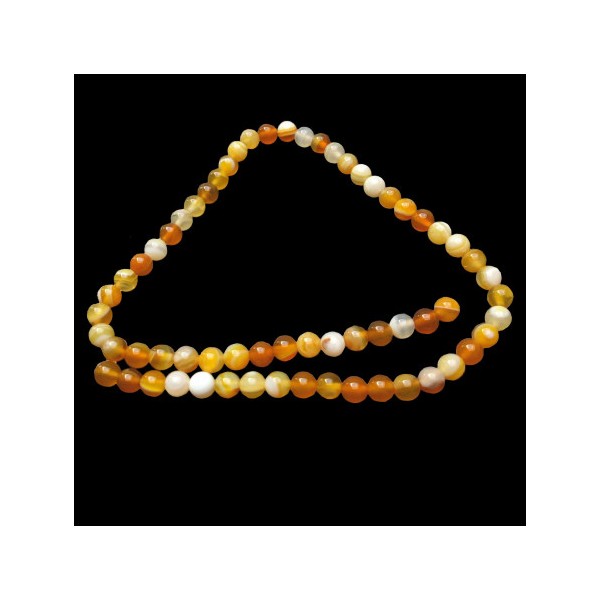 Fil de 61 perles rondes 6mm 6 mm en agate jaune transparente teintée - Photo n°3