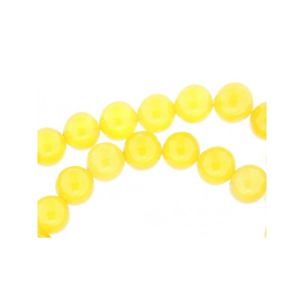 Fil de 61 perles rondes 6mm 6 mm en agate jaune transparente teintée - Photo n°4