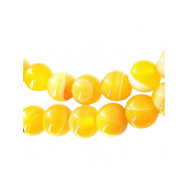 Fil de 61 perles rondes 6mm 6 mm en agate jaune transparente teintée - Photo n°1