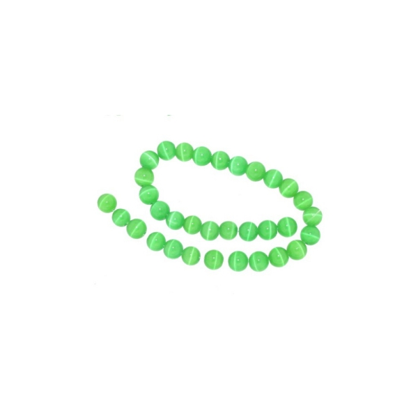 Fil de 50 perles rondes oeil de chat 8mm 8 mm vert fonçé 10 - Photo n°4