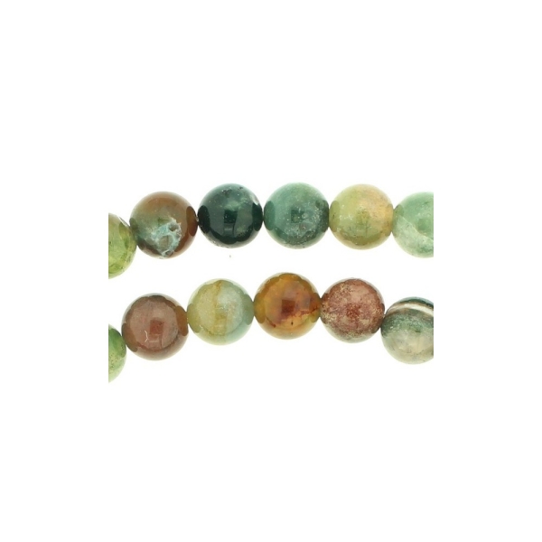 Fil de 80 perles rondes 4mm 4 mm en agate indienne vert - Photo n°1