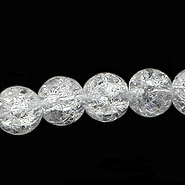 Fil de 45 perles rondes 8mm 8 mm en cristal de roche craquelé transparent - Photo n°4