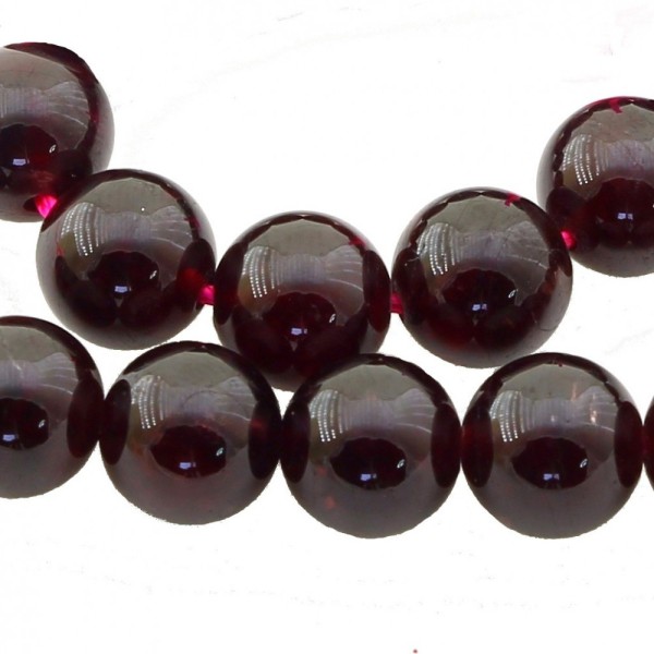 Fil de 18 perles rondes 10mm 10 mm en grenat rouge - Photo n°1
