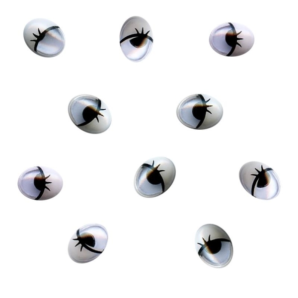 Yeux ovales avec pupilles mobiles et cils en plastique 0,8 cm x 10 - Photo n°1