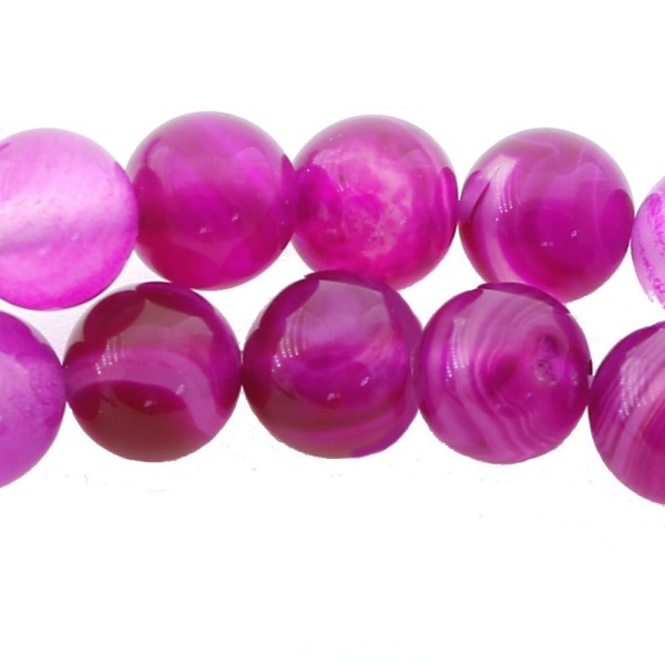 Fil de 92 perles rondes 4mm 4 mm en agate rose transparente teintée - Photo n°1