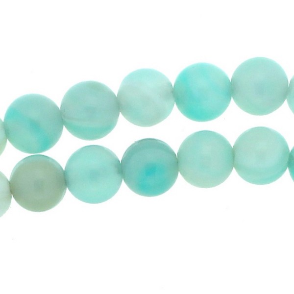 Fil de 62 perles rondes 6mm 6 mm en agate bleu ciel cyan teintée - Photo n°1