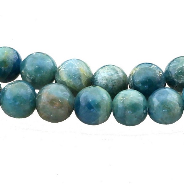 Fil de 30 perles rondes 6mm 6 mm en apatite bleue chauffée - Photo n°1