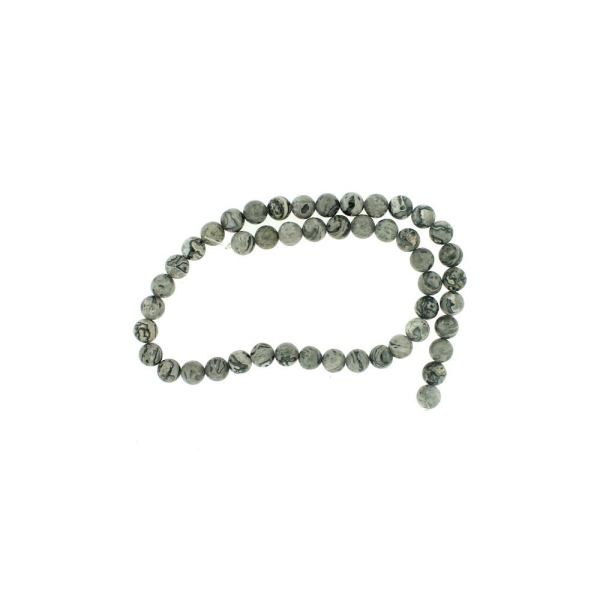 Fil de 44 perles rondes 8mm 8 mm en jaspe océan naturel - Photo n°2