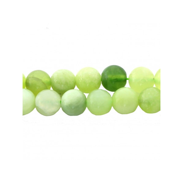 Fil de 46 perles rondes 8mm 8 mm en Jade naturel vert clair - Photo n°2