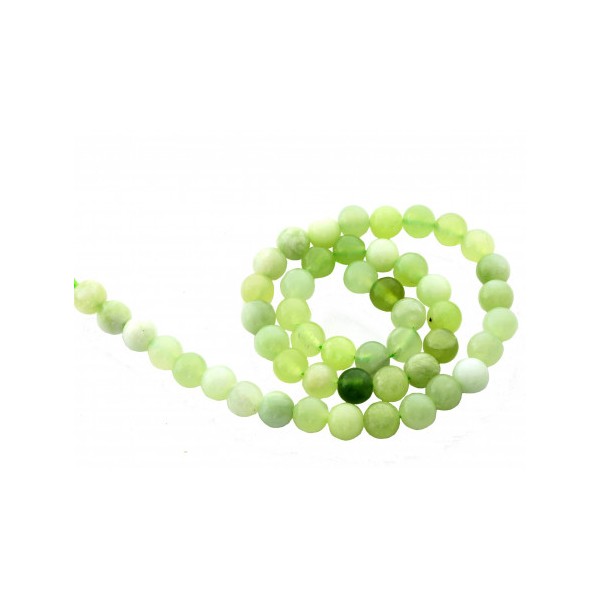 Fil de 46 perles rondes 8mm 8 mm en Jade naturel vert clair - Photo n°3