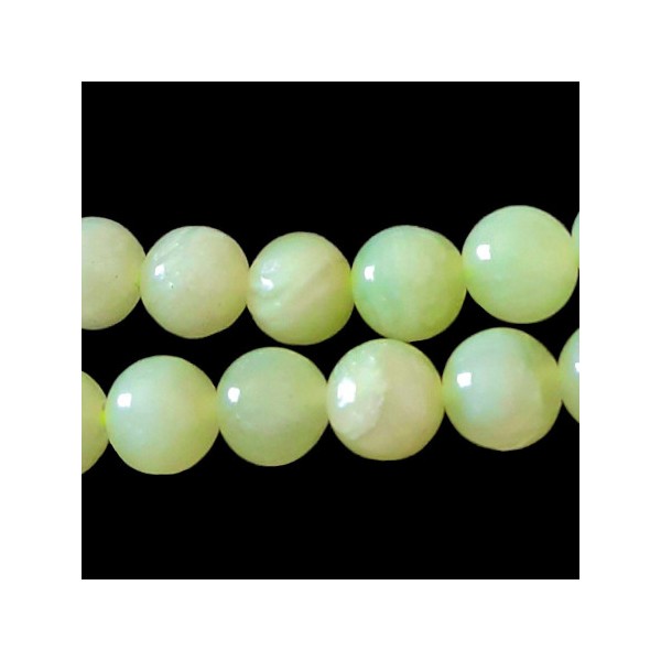 Fil de 46 perles rondes 8mm 8 mm en Jade naturel vert clair - Photo n°4