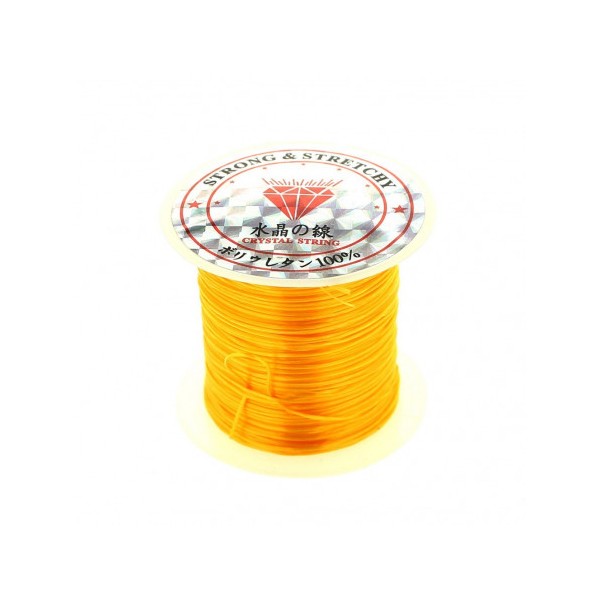 Rouleau bobine de 10 m de fil de fibres élastique couleur orange 0,8mm - Photo n°1