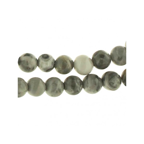 Fil de 85 perles rondes 4mm 4 mm en jaspe océan naturel - Photo n°2