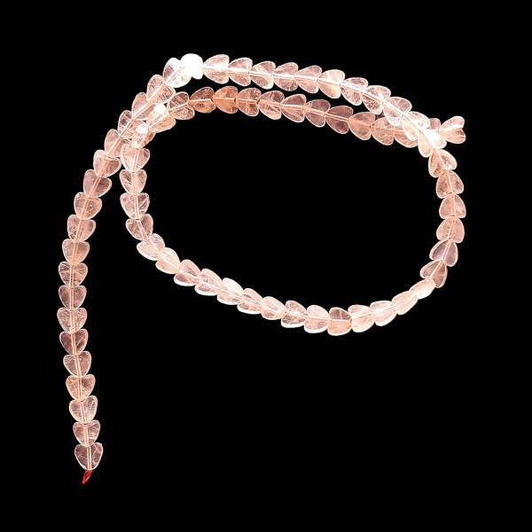 Fil de 40 perles coeurs en quartz rose 10 mm de diamètre - Photo n°2