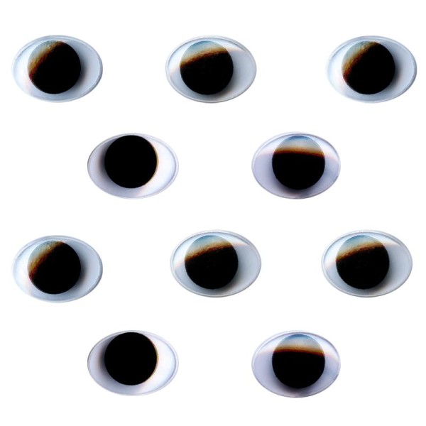 Yeux ovales avec pupilles mobiles en plastique 1,5 cm x 10 - Photo n°1