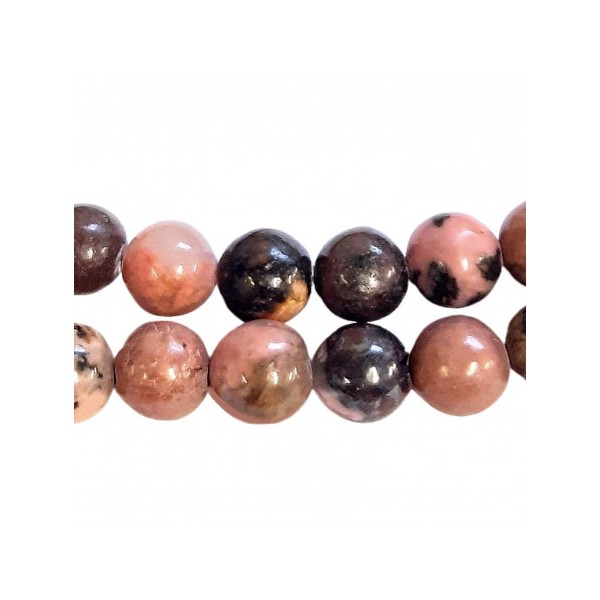 Fil de 84 perles rondes 4mm 4 mm en rhodonite rodonite rose - Photo n°1