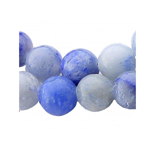 Fil de 52 perles rondes 6mm 6 mm en Aventurine bleue - Photo n°4