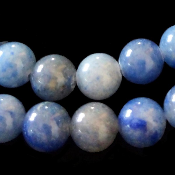 Fil de 52 perles rondes 6mm 6 mm en Aventurine bleue - Photo n°1