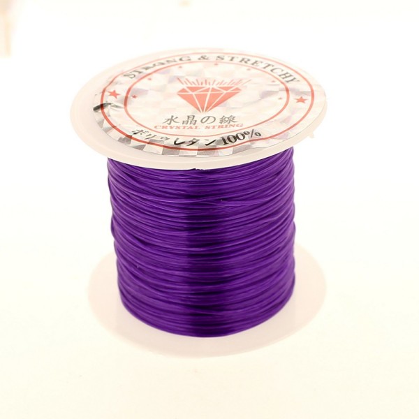 Rouleau bobine de 10 m de fil de fibres élastique couleur violet fonçé 0,8mm - Photo n°1