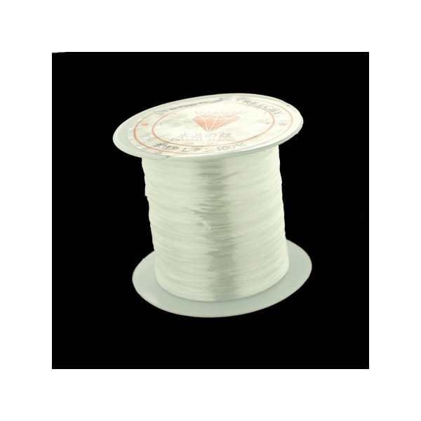 Rouleau bobine de 10 m de fil de fibres élastique couleur cristal blanche transparent 0,8mm - Photo n°1