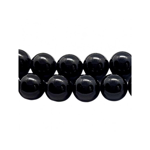 Fil de 90 perles rondes 4mm 4 mm obsidienne noire - Photo n°1
