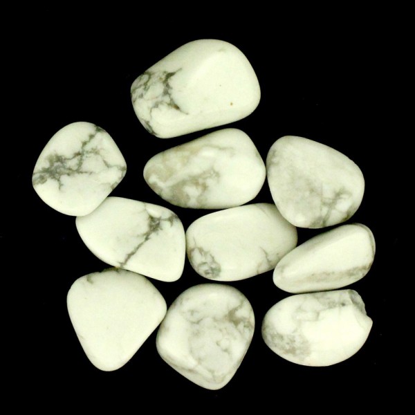 Lot de 200 grammes de pierres roulées en howlite blanche marbré - Photo n°1