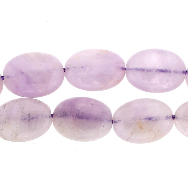 Fil de 28 perles ovales 14 X 10 mm en améthyste lavande claire - Photo n°1