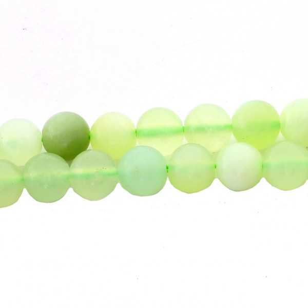 Fil de 64 perles rondes 6mm 6 mm en Jade naturel vert clair translucide - Photo n°1