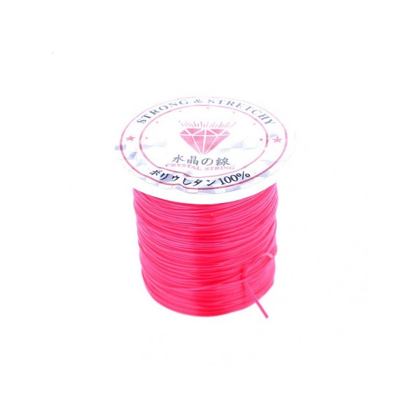 Rouleau bobine de 10 m de fil de fibres élastique couleur rose fushia 0,8mm - Photo n°1
