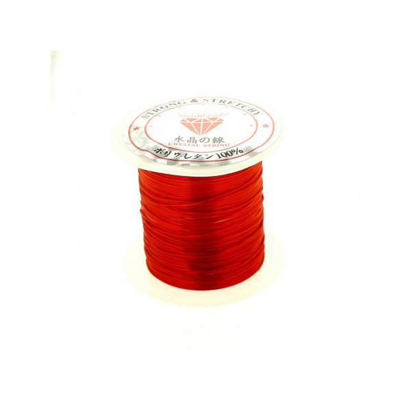 Rouleau bobine de 10 m de fil de fibres élastique couleur rouge 0,8mm - Photo n°1
